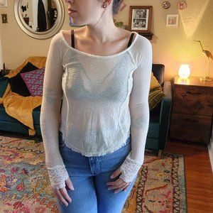 Intimately Free People Cream Sheer Textured Top XS
